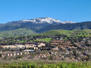 Views of Snowy Mt Diablo from the hills in San Ramon, California