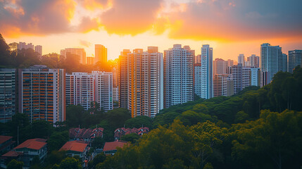 Fototapeta na wymiar Singapore housing develop building cityscape