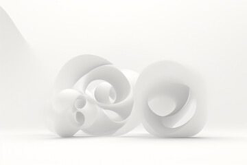 Graphic resources. Surreal and parametric geometric shape bright object on white background with copy space