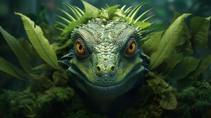 Fototapeta premium Closeup head of green iguana