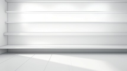 Elegant Abstract White Studio Background for Product Presentation: Modern, Minimal, and Clean Design for Commercial Advertising and Branding