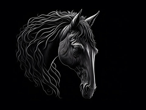 metal painting of a head horse tattoo