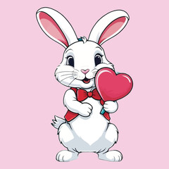 clip art, vector of cute animal celebrate valentine day
