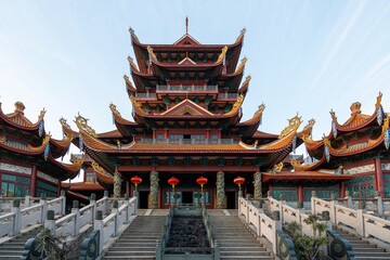 Temple Pagodas and Urban Scenery, Fuzhou, China