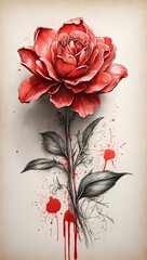 red rose on paper