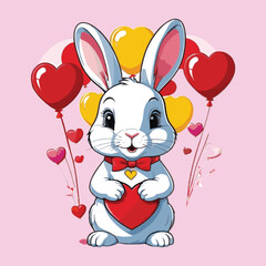 Obraz na płótnie Canvas clip art, vector of cute animal celebrate valentine day
