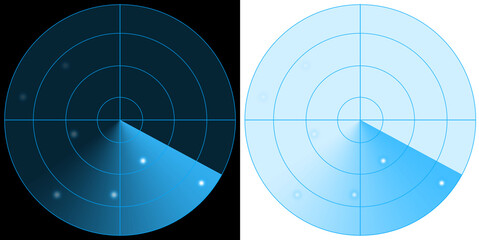 blue glow futuristic circle scan radar transparent background - obrazy, fototapety, plakaty