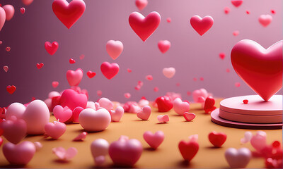 valentine background with hearts, pink cute,  valentine's day, Generative AI
