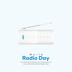 World Radio Day creative ads design. February 13 Radio Day social media poster vector 3D illustration. 