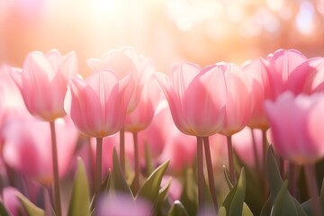 Romantic, beautiful, chic background of delicate tulips, spring atmosphere