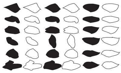 Organic black blobs irregular shape. Abstract fluid shapes vector set, simple water forms,Random shapes. - obrazy, fototapety, plakaty
