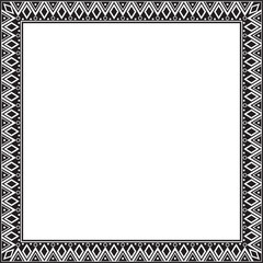 Vector black monochrome square national Indian patterns. National ethnic ornaments, borders, frames. colored decorations of the peoples of South America, Maya, Inca, Aztecs..