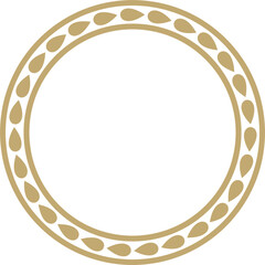 Vector golden round Jewish ornament. Star of David. Semitic circle, ring. Jerusalem