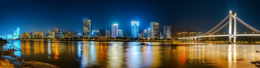 Night, Beautiful Urban Landscape, Fuzhou, Fujian, China