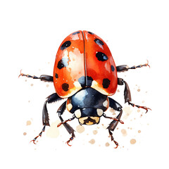 Isolated ladybug illustrated in watercolor