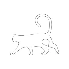 Cat continuous one line art outline Vector illustration simple animal drawing.Cat single line on white background minimalist