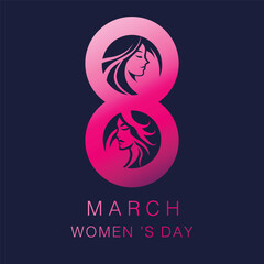 Women's day banner , 8 march, minimal line, vector illustration