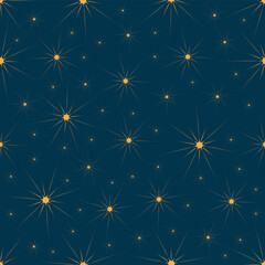 Fototapeta premium Festive fairytale magic background. Seamless pattern of abstract pointed stars on blue