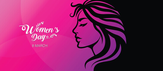 Women's day banner , 8 march, minimal line, vector illustration