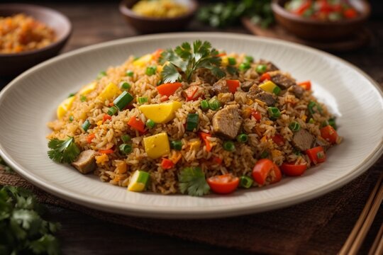 rice, chicken with vegetables (Chaufa)