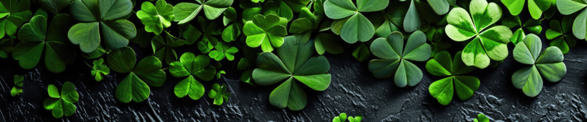 A dense cluster of vibrant green clover leaves forming a natural backdrop. - obrazy, fototapety, plakaty