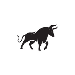 Angry bull, monochrome logo, vector bull company symbol 