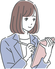 タブレットを操作している女性のイラスト素材