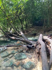 Hot Spring Waterfall unseen krabi, Thailand landscape 