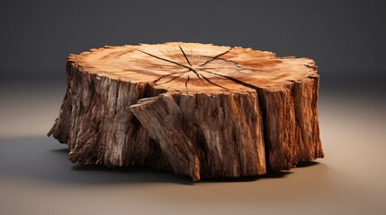 Dried dead wood tree stump isolated backgrounds 3d illustrations, award winning studio photography, professional color grading, soft shadows, no contrast, clean sharp focus, focus stacking, 