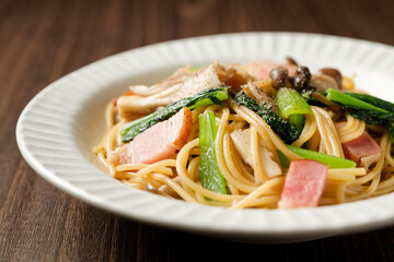 きのことベーコンの和風パスタ