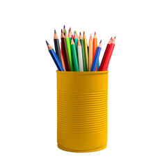 Colored pencils in a pencil case on transparent background png