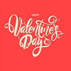 Happy Valentines Day typography poster with handwritten calligraphy text on colorful background. Vector hand drawn Illustration in retro cartoon style