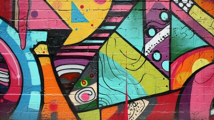 Wall graffiti street art graffiti doodle art colorful shapes geometric collage vibrant colors