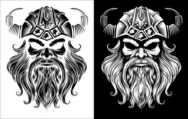 A Viking warrior or barbarian gladiator man mascot face looking strong wearing a helmet. In a retro vintage woodcut style.