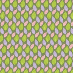 Simple texture of colorful leaves on a green background.