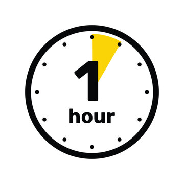 1 hour Analog Clock Icon white background design.