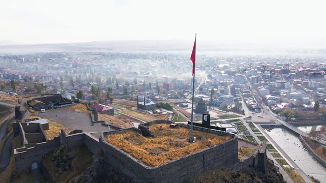 Foggy city view from Kars castle