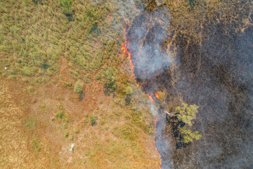 Aerial photo of fire in the landscape