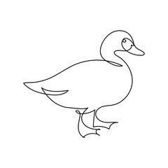 Fototapeta premium Duck continuous one line art outline very simple drawing vector graphic minimalistic illustration. Duck single line logotype design on white background