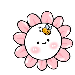 A Beautiful pink flower with a bee