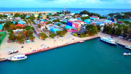 Huraa Island - Maldives - Aerial view over the island location
