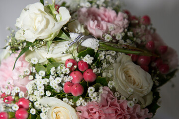 Floral composition rose flowers wedding day decoration