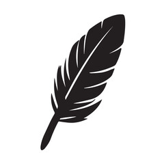 A black silhouette of black feather icons isolated, Clipart on a white Background, Simple and Clean design, simplistic