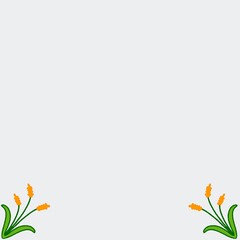 Orange flower background decorates the corners of the square frame.