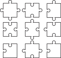 Puzzle pieces separated outline