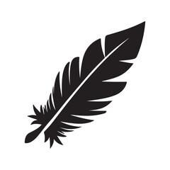 A black silhouette of black feather icons isolated, Clipart on a white Background, Simple and Clean design, simplistic