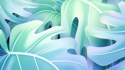 The seamless flow of calming color in a Monstera leaf's close-up is reminiscent of a tranquil watercolor masterpiece