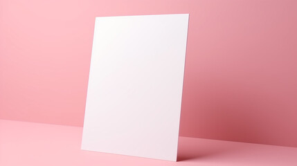 Naklejka premium blank white card isolated on pink pastel color background