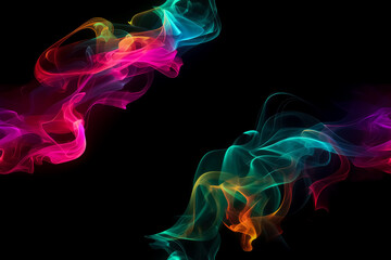 Obraz premium Abstract glowing neon smoke on black background