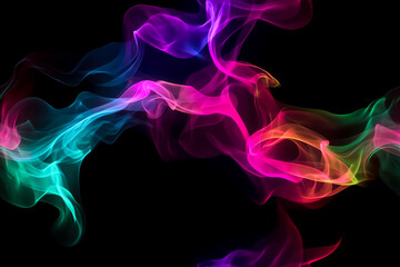 Abstract glowing neon smoke on black background